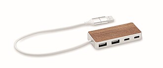 USB hub 4 porty 27,5 cm, světle hnědá - reklamní předměty