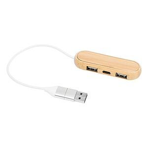 USB hub s bambusovým povrchem - reklamní předměty