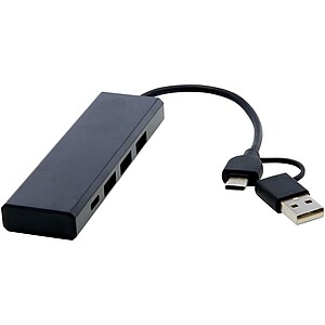 USB hub z recyklovaného hliníku