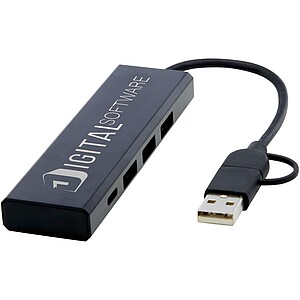 USB hub z recyklovaného hliníku
