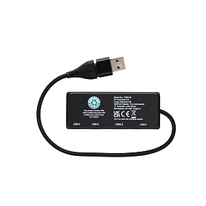 USB rozbočovač s duálním vstupem Link z RCS plastu a bambusu, černá