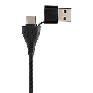 USB rozbočovač s duálním vstupem Link z RCS plastu a bambusu, černá