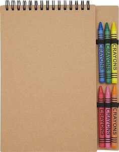 VALADOL Linkovaný blok A5 s 6 barevnými voskovkami, béžová