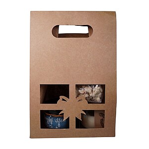 VÁNOČNÍ NÁLADA Sada obsahující vánoční džem, sypaný čaj, arašídové hrudky a svíčku, v dárkové tašce s okny - reklamní předměty