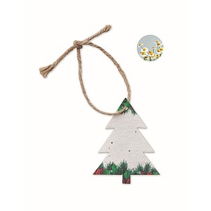 Vánoční ozdoba ve tvaru stromku z papíru se semínky - vánoční reklamní předměty