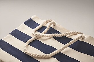 Velká nákupní či plážová taška, bavlna, pruhovaná, modrá