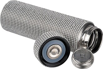 Velká nerezová láhev se třpytivými kamínky 500 ml, šedá