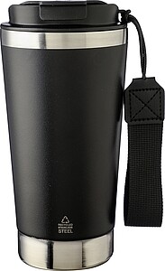 VITERBO Dvoustěnný termohrnek z recyklované nerezové oceli, 500 ml, černá