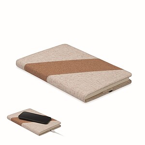 Zápisník A5 s 15W nabíječkou, béžová - reklamní zápisník