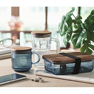 Žebrovaný skleněný hrnek 300ml, modrá