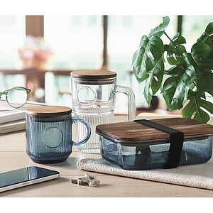 Žebrovaný skleněný hrnek 300ml, modrá