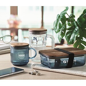 Žebrovaný skleněný hrnek 300ml, modrá